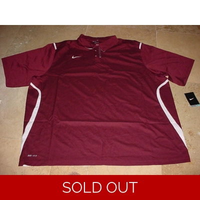 Nike Stretch Woven Dri-Fit Coaches Polo Burgundy White 3XL